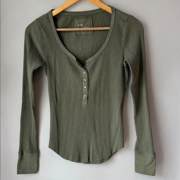 Aerie Essential Henley Layering Long Sleeve T-Shirt - Picture 2 of 6